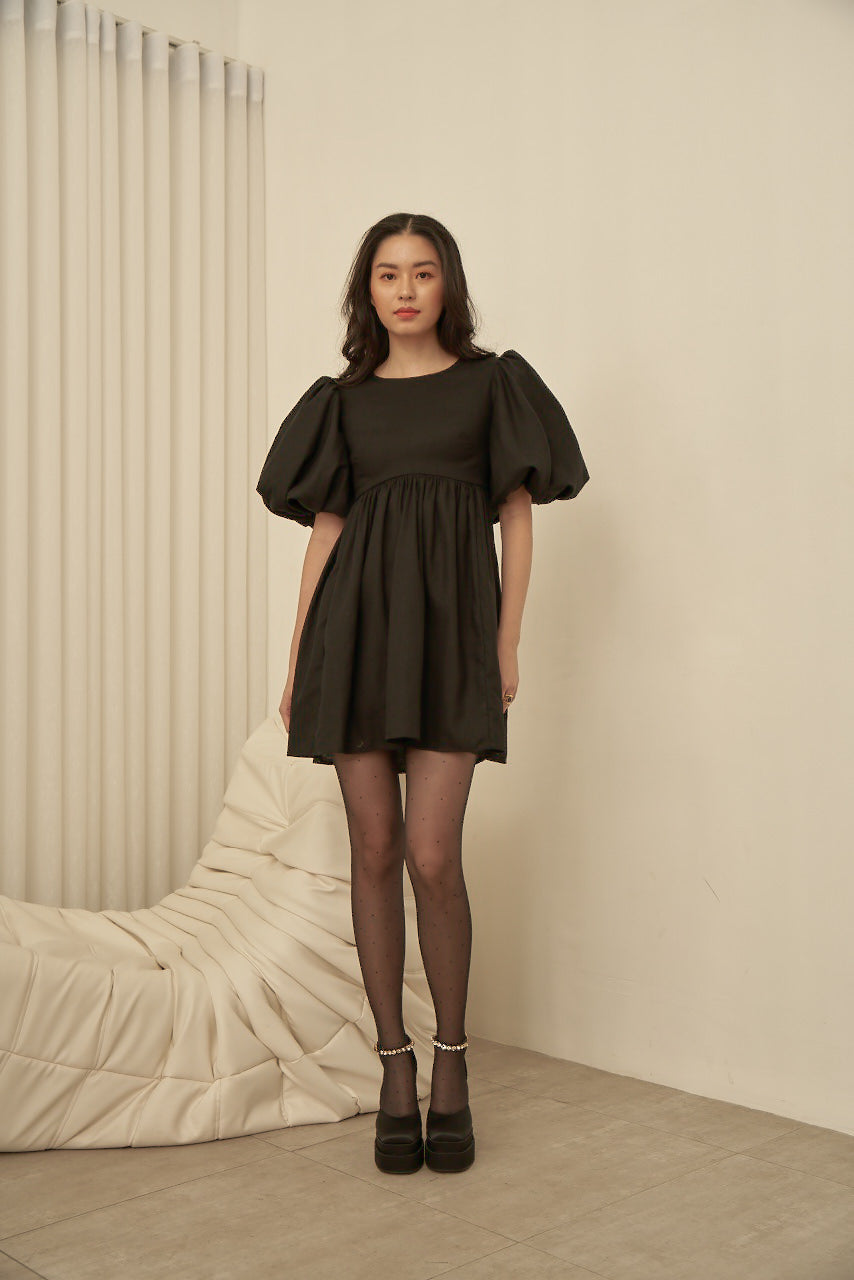 Linen Noir Babydoll Dress